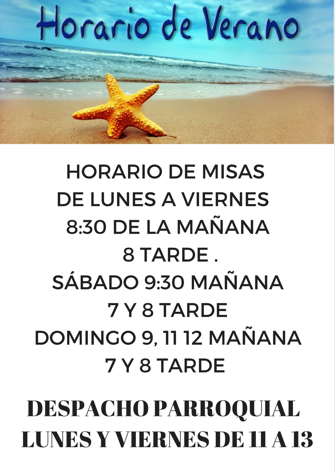 Cartel Horario De Verano CARTEL HORARIO VERANO « Parroquia de San Miguel de los Navarros